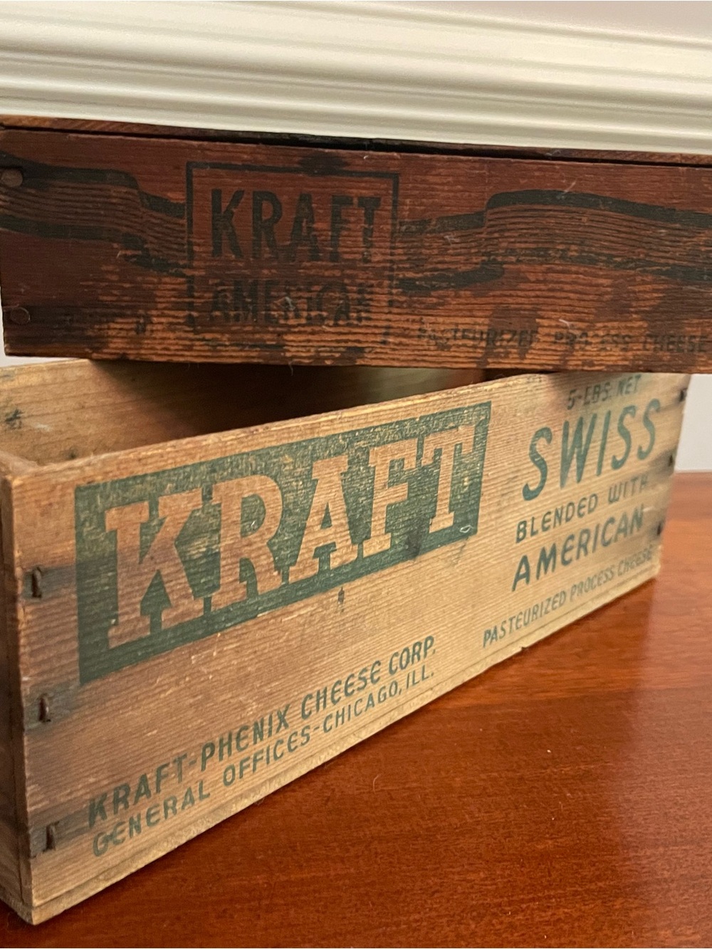 Kraft Vintage Wood Cheese Crate - Swiss American